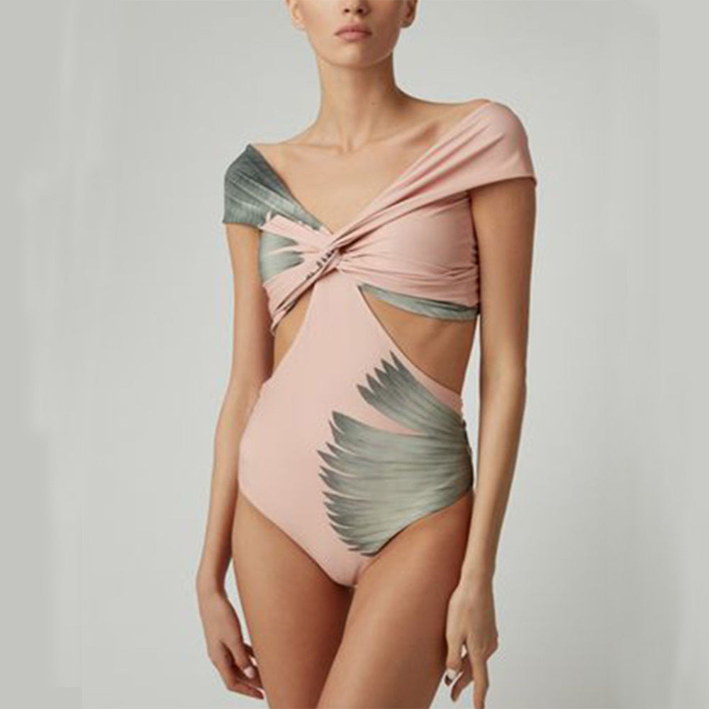 Palm Print Vintage Holiday Bikini Suit