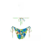 Print Pleated Bikini Swimsuit