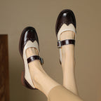 Square Toe Mary Jane Leather Shoes