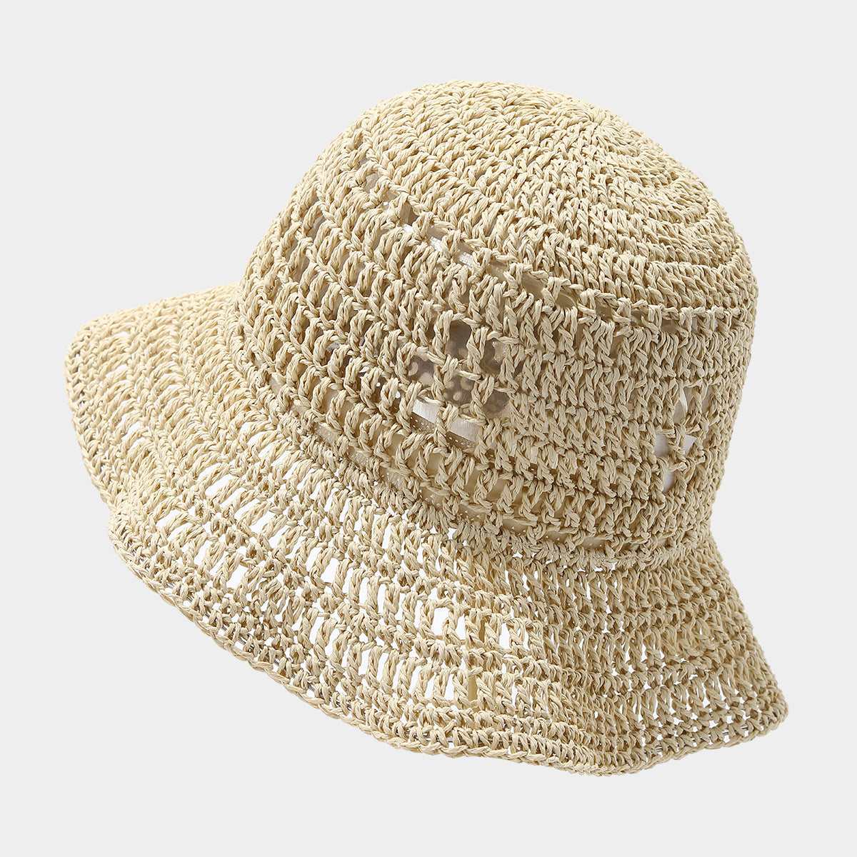Crocheted Breathable Straw Bucket Hat