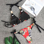 Abstract Print Three Piece Swimwear