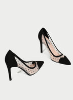 Pointed Toe Breathable Polka-dot Heels