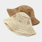Crocheted Breathable Straw Bucket Hat