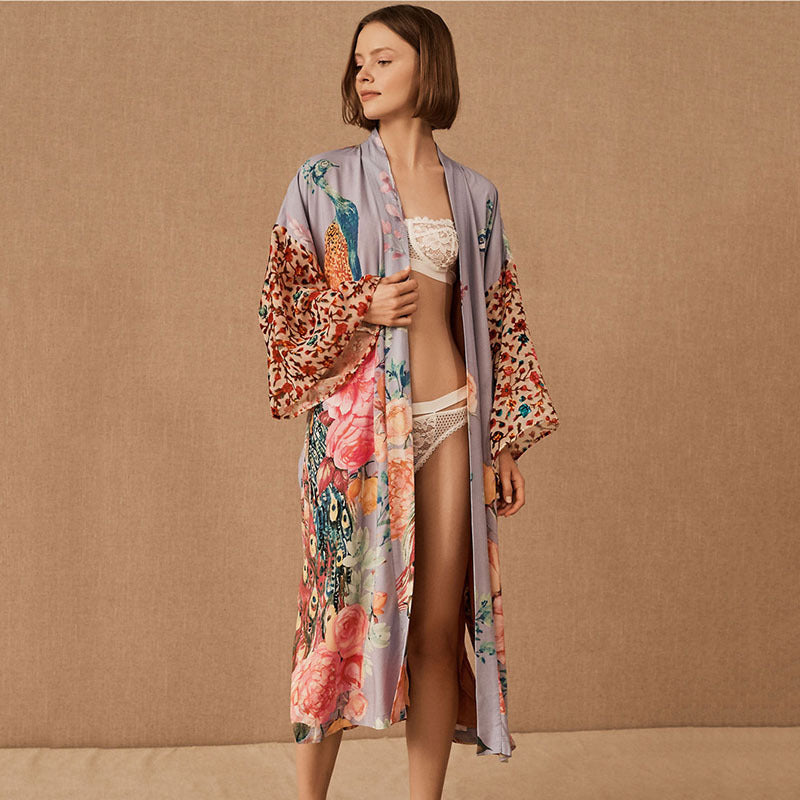 Peacock Print Bikini Cover-up