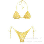 Print Pleated Bikini Swimsuit