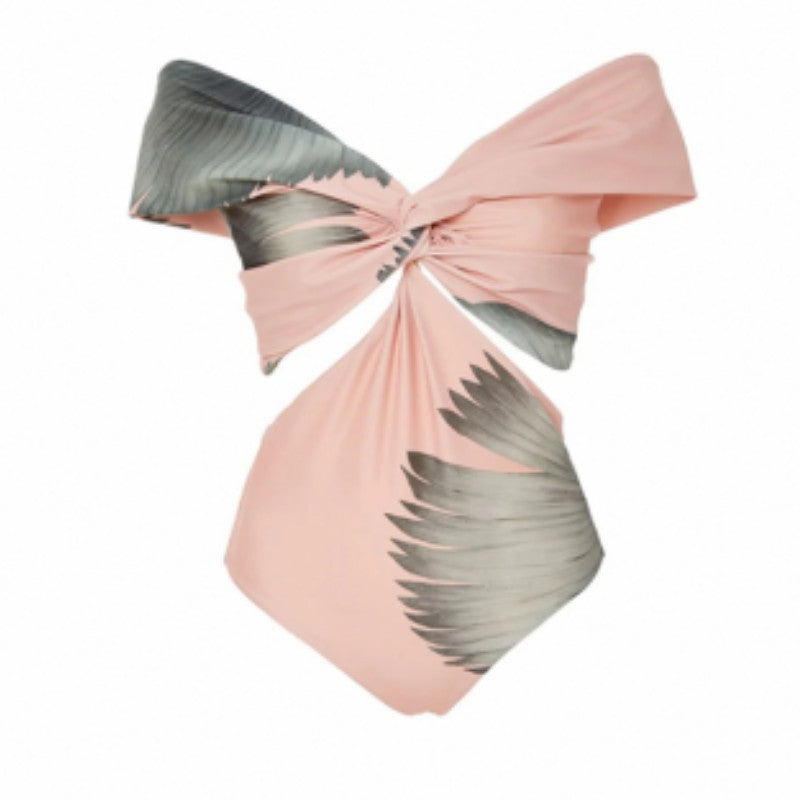 Palm Print Vintage Holiday Bikini Suit