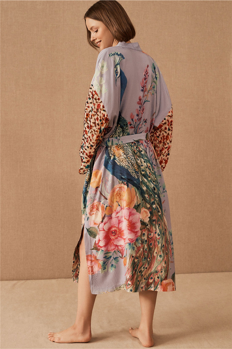 Peacock Print Bikini Cover-up