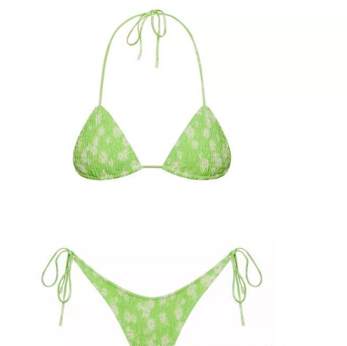 Print Pleated Bikini Swimsuit