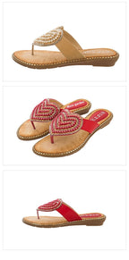 Rhinestone Pearl Love Flip-flops Sandals