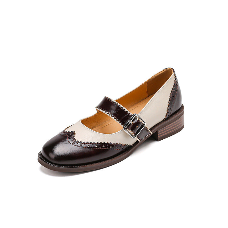 Square Toe Mary Jane Leather Shoes