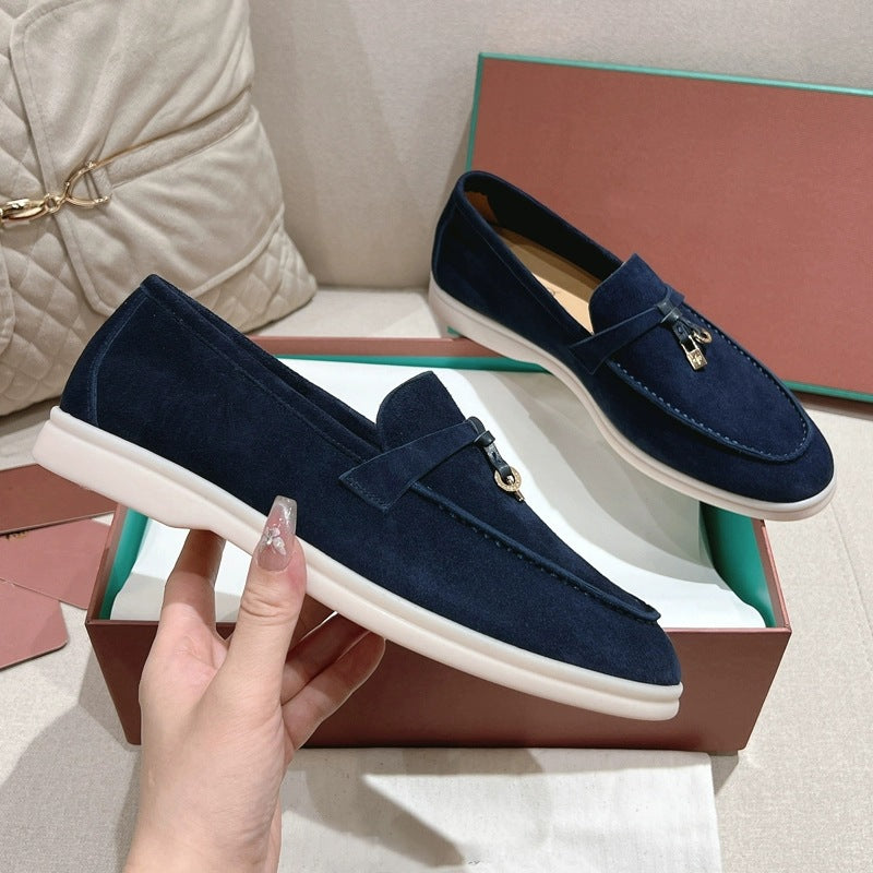 Tassel Buckle Leather Loafers